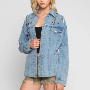Denim Jacket with metal fringe